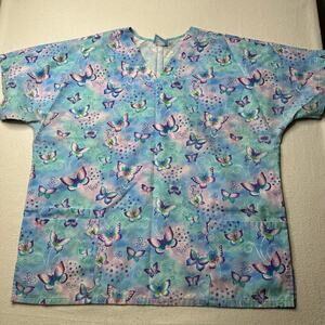 Scrub‎ HQ Womens Butterfly Top SS Uniform Size XL